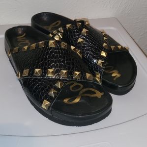 Sam Edelman Arina Croc Embossed Studded Slides